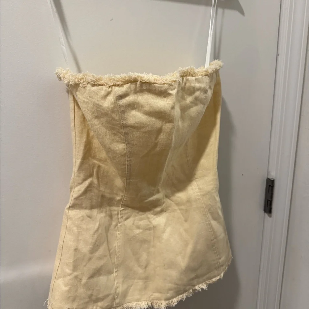 DISSH Pale Yellow Strapless Bustier Top - Picture 11 of 12